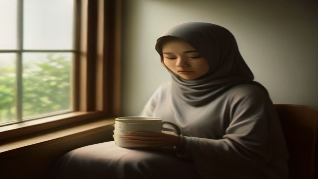 Ilustrasi penataan hati yang tenang melalui refleksi diri dan pengelolaan emosi positif untuk kesehatan mental.